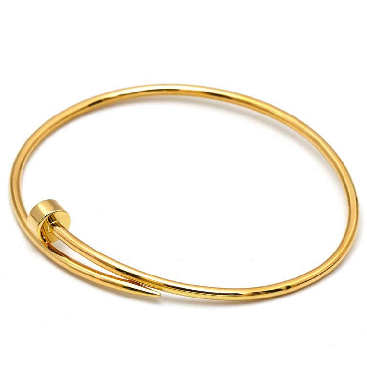 Real Gold GZCR Thin Plain Nail Bangle 0086 (Size 14) BA1296