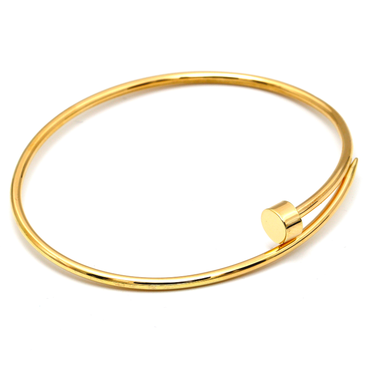 Real Gold GZCR Thin Plain Nail Bangle 0086 (Size 14) BA1296