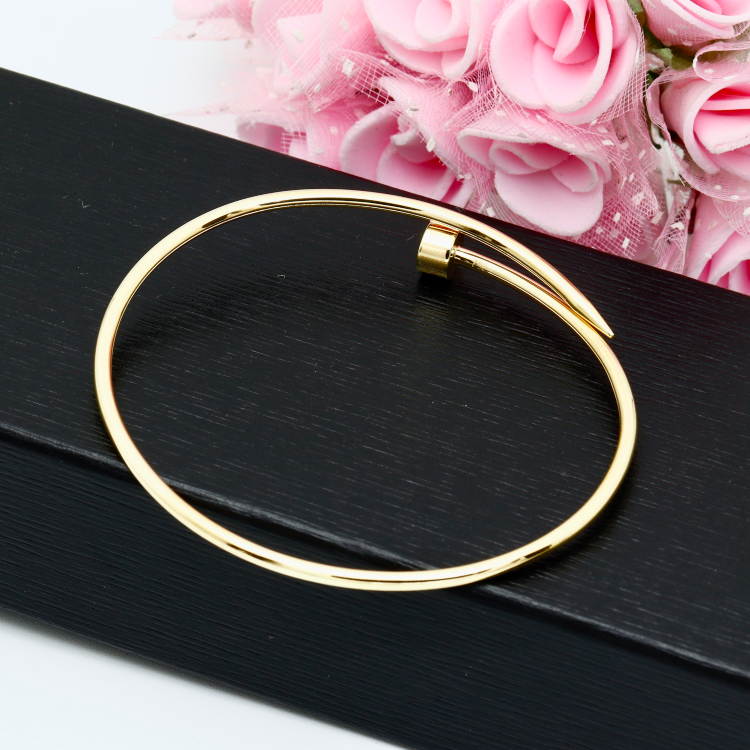 Real Gold GZCR Thin Plain Nail Bangle 0086 (Size 14) BA1296