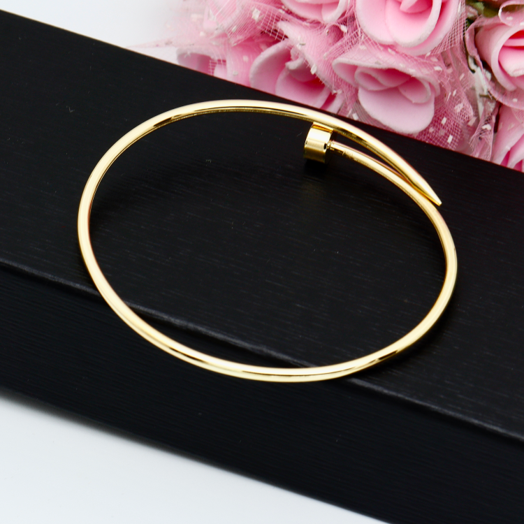 Real Gold GZCR Thin Plain Nail Bangle 0086 (Size 14) BA1296