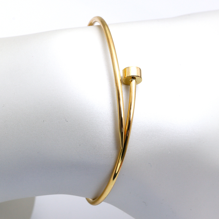 Real Gold GZCR Thin Plain Nail Bangle 0086 (Size 14) BA1296