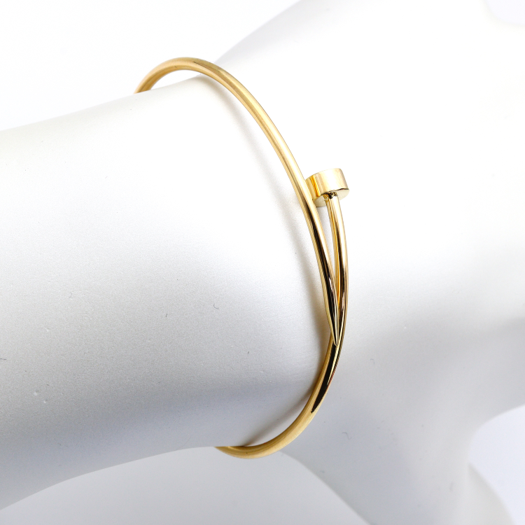 Real Gold GZCR Thin Plain Nail Bangle 0086 (Size 14) BA1296