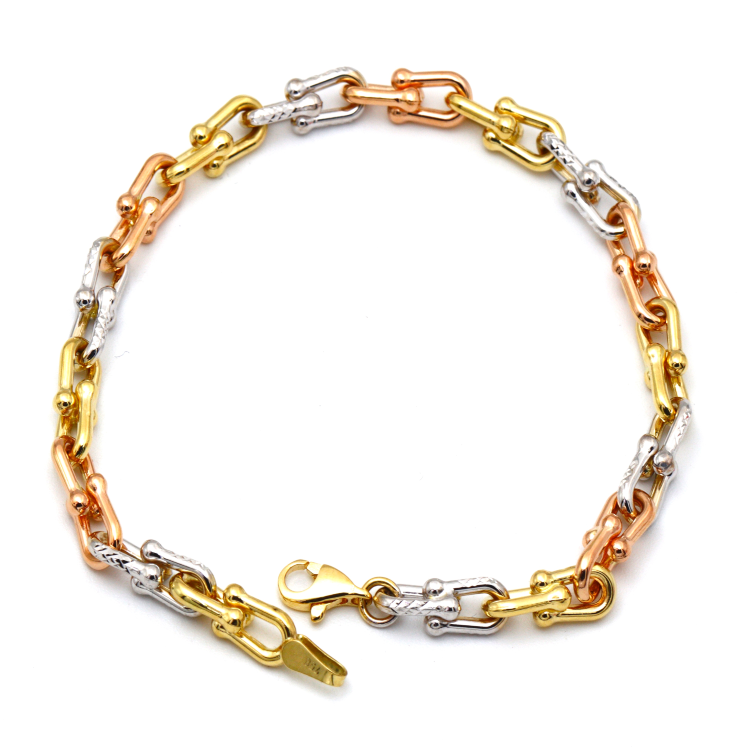 Real Gold 3 Color GZTF Hardware Solid Chain Bracelet 4263-TC BR1471