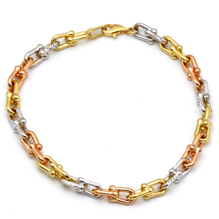 Real Gold 3 Color GZTF Hardware Solid Chain Bracelet 4263-TC BR1471