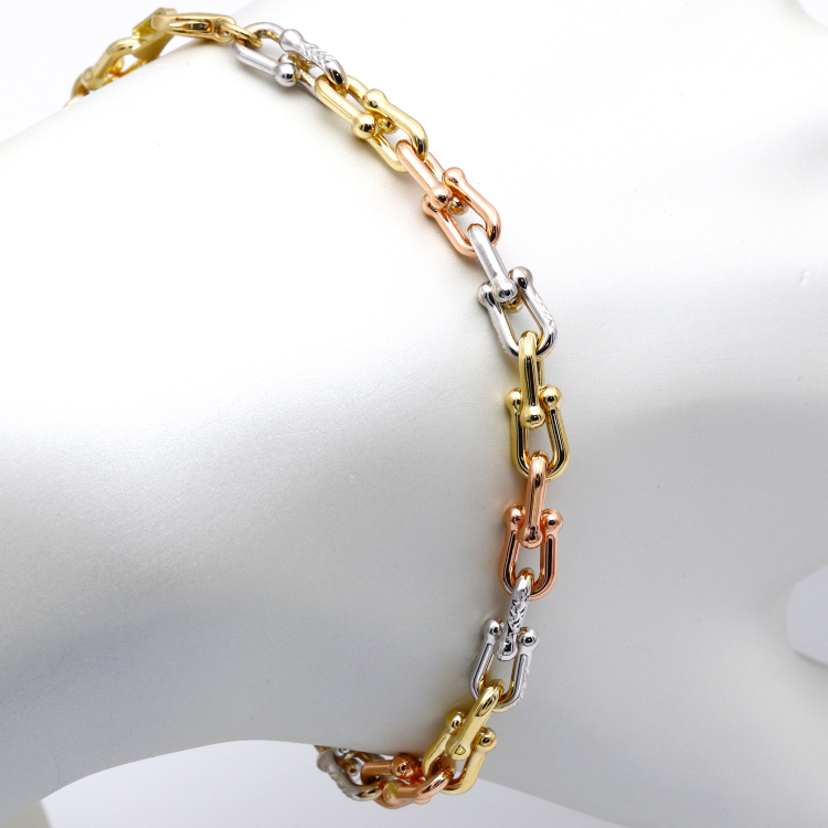 Real Gold 3 Color GZTF Hardware Solid Chain Bracelet 4263-TC BR1471