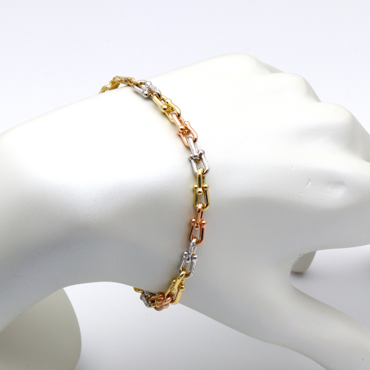 Real Gold 3 Color GZTF Hardware Solid Chain Bracelet 4263-TC BR1471