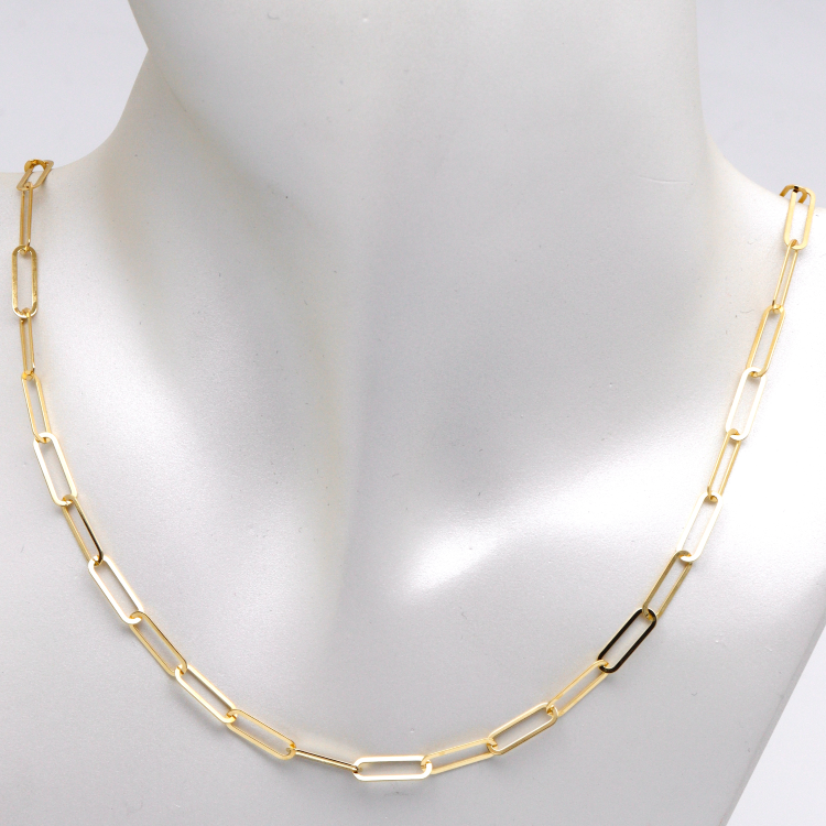 Real Gold Paper Clip M Necklace 1320 (45 C.M) CH1154