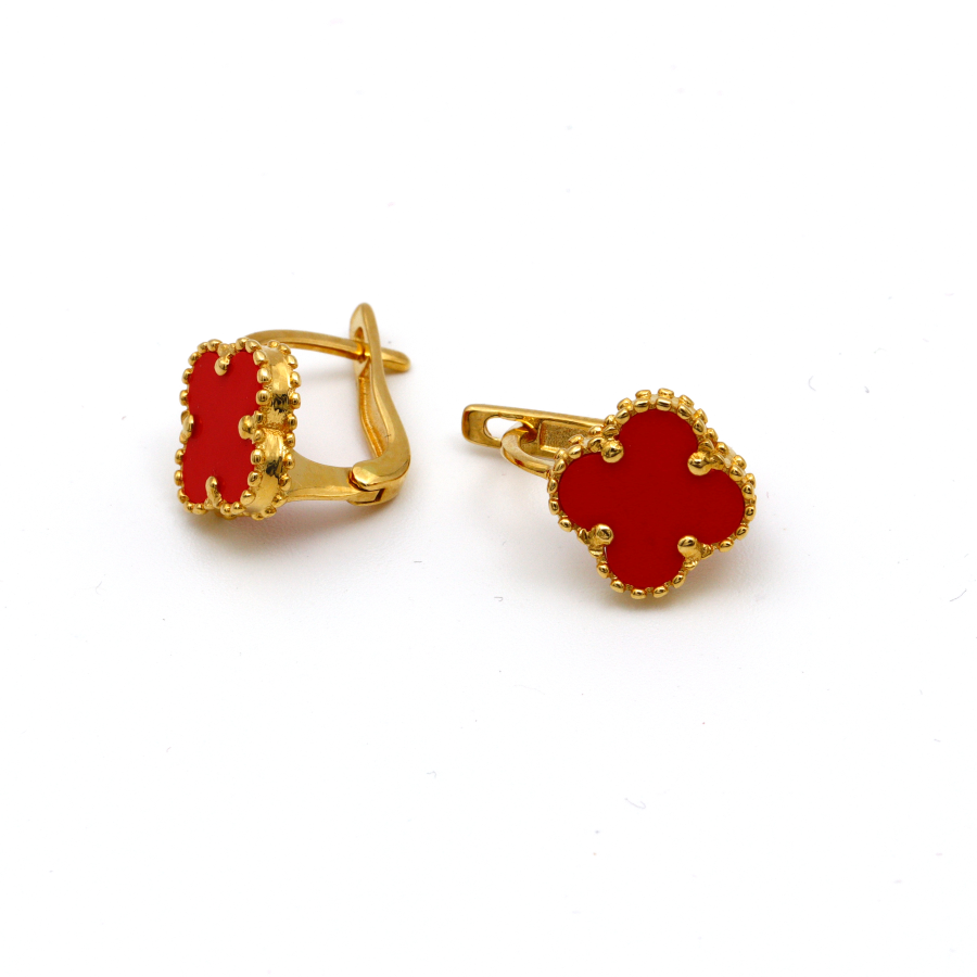 Real Gold VC Red Press M Earring Set E1485 - 18K Gold Jewelry