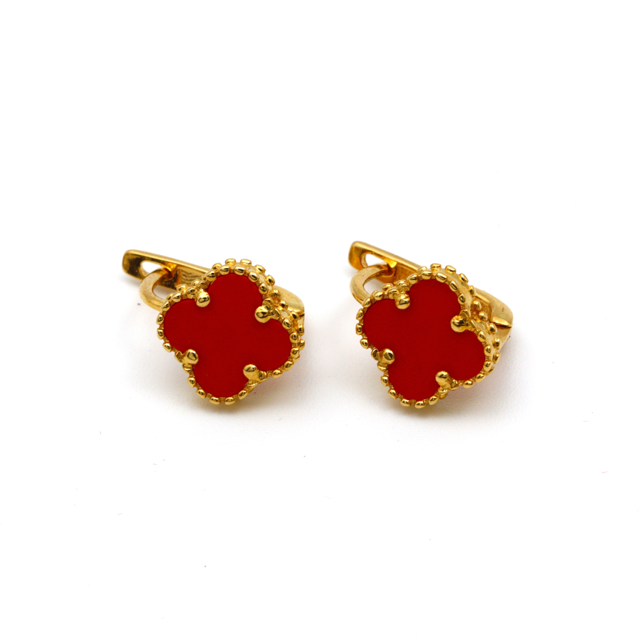 Real Gold VC Red Press M Earring Set E1485 - 18K Gold Jewelry