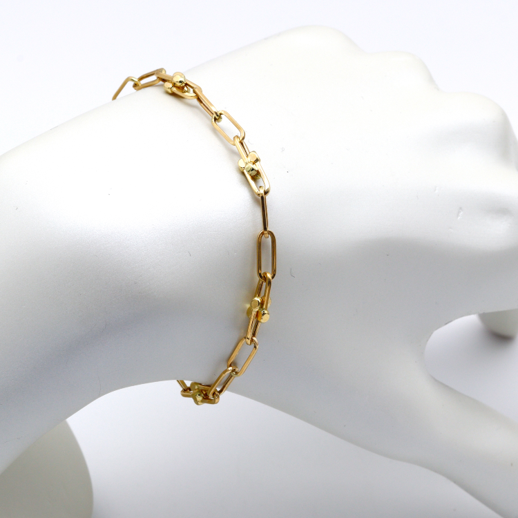 Real Gold Paper Clip GZTF Beads 4 M.M Bracelet 1523 BR1507
