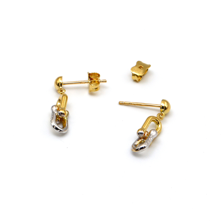 Real Gold GZTF 2 Color Hardware Drop Hanging Stud Earring Set 4263 E1792