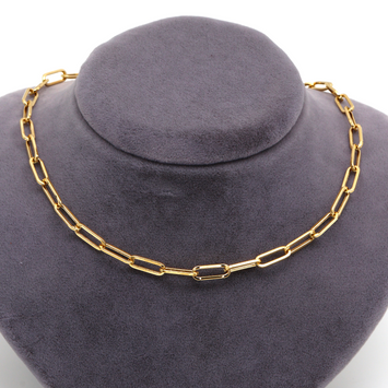 Real Gold Solid Link L Chain Necklace 1382 (45 C.M) CH1172