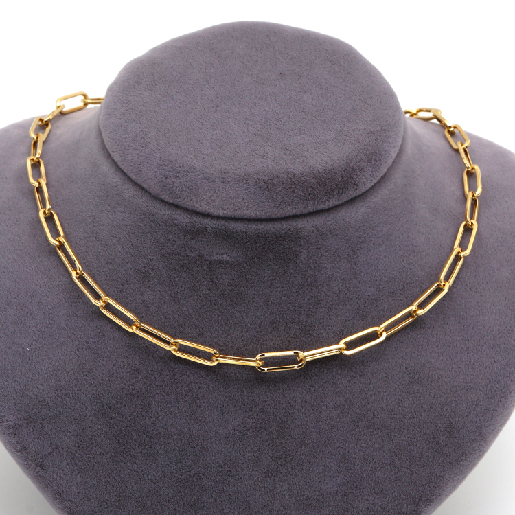 Real Gold Solid Link L Chain Necklace 1382 (40 C.M) CH1217