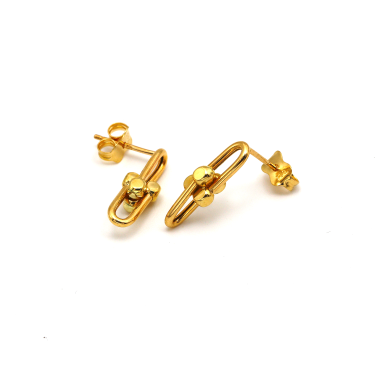 Real Gold GZTF Hardware Stud Hanging Earring Set 6636 E1797