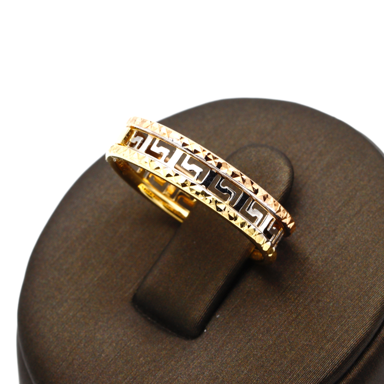 Real Gold 3 Color Maze Hoop Ring GL1657 (SIZE 4.5) R2138