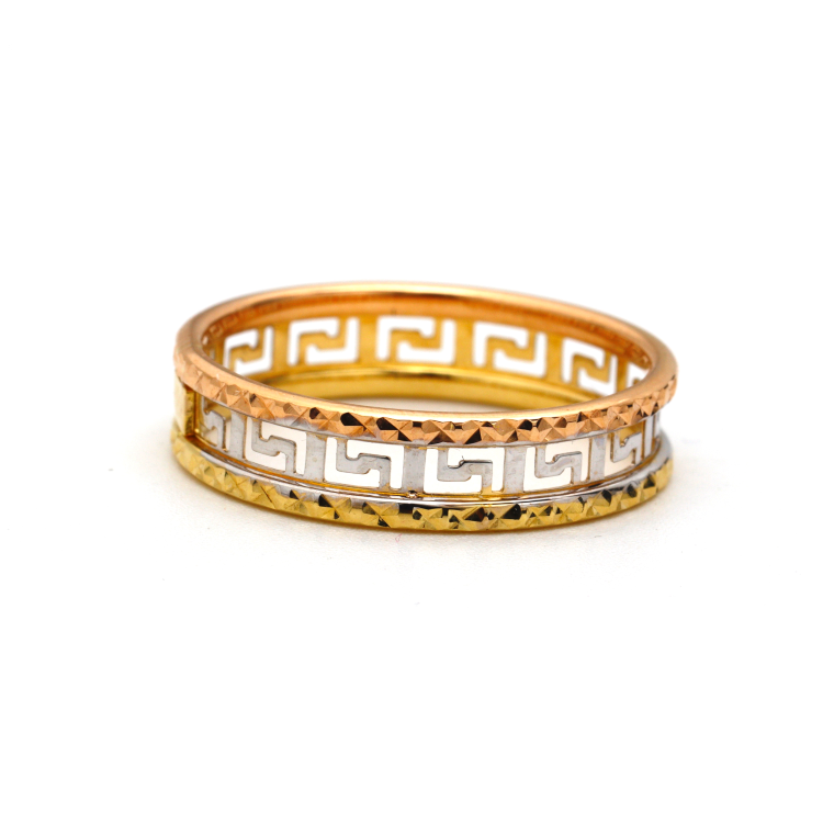 Real Gold 3 Color Maze Hoop Ring GL1657 (SIZE 10) R2289