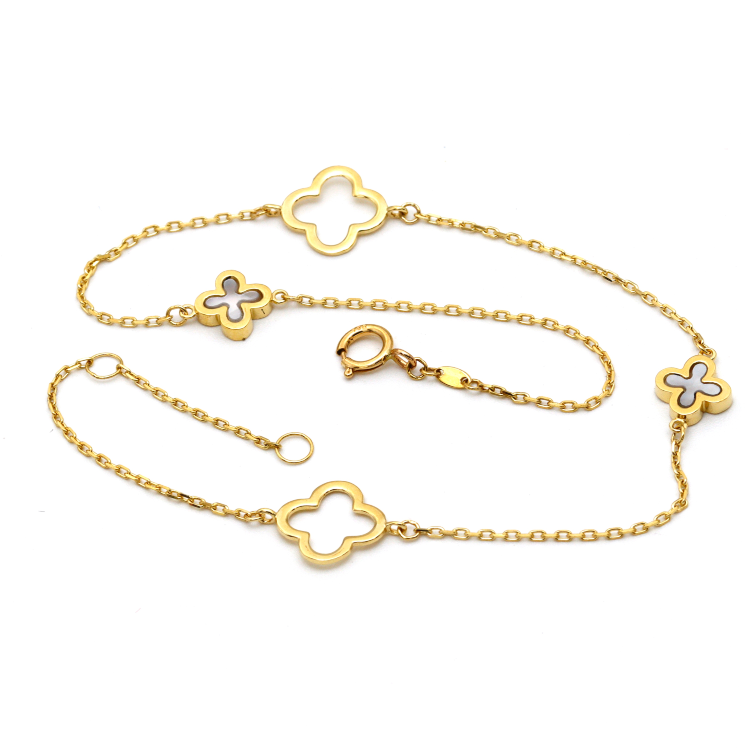 Real Gold 4 VC Anklet Adjustable Size 0635 A1021 - 18K Gold Jewelry
