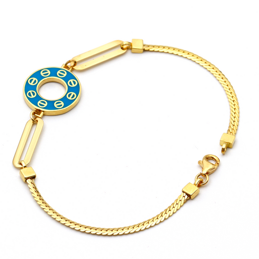 Real Gold CR Round Turquoise Bracelet BR1417