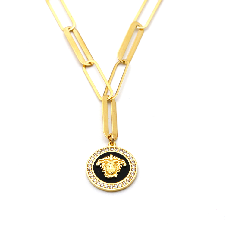 Real Gold Maze Hoop Necklace N1307