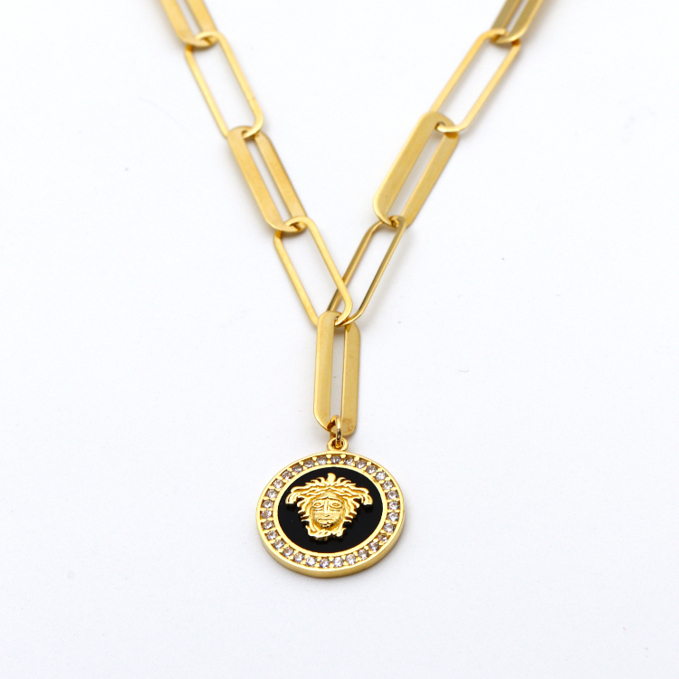 Real Gold Maze Hoop Necklace N1307