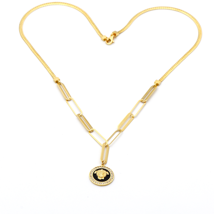 Real Gold Maze Hoop Necklace N1307