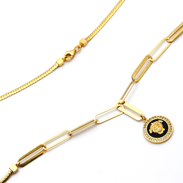 Real Gold Maze Hoop Necklace N1307