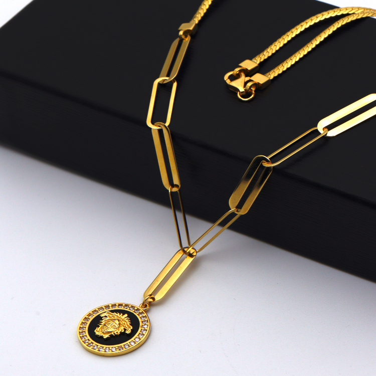 Real Gold Maze Hoop Necklace N1307