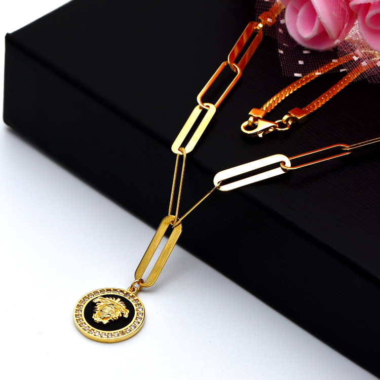 Real Gold Maze Hoop Necklace N1307