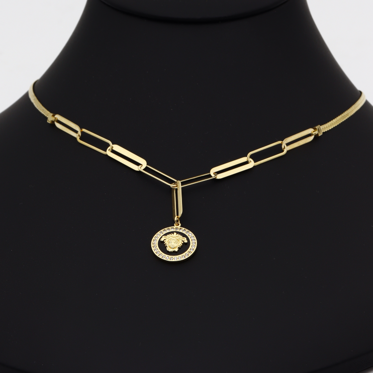 Real Gold Maze Hoop Necklace N1307