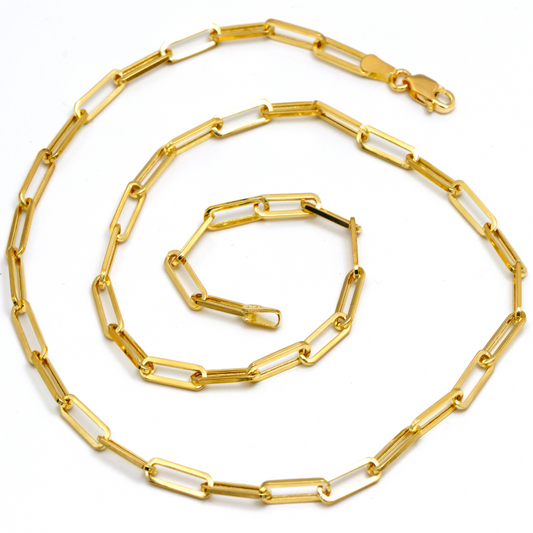 Real Gold Paper Clip Chain Necklace 0758 (45 C.M) CH1206