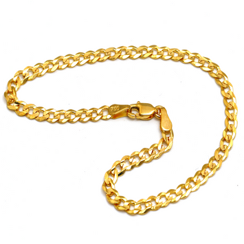 Real Gold Solid Figaro Chain Bracelet 7908 (17 C.M) BR1565