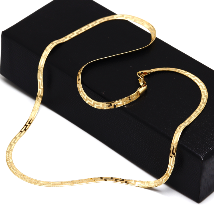 Real Gold Maze Hoop Snake Chain Necklace 0943 (40 C.M) N1356
