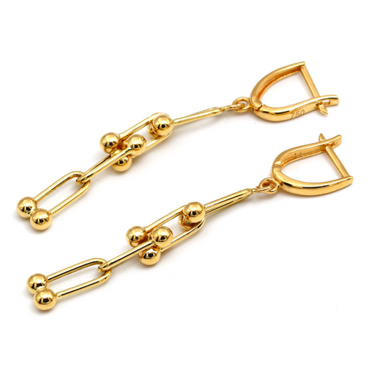 Real Gold GZTF Solid Chain Hanging Clip Earring Set 0117 E1811