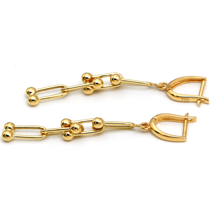 Real Gold GZTF Solid Chain Hanging Clip Earring Set 0117 E1811