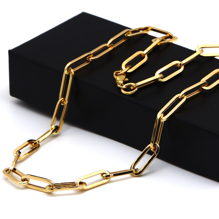 Real Gold Thick Paper Clip 7 MM Chain Luxury Necklace (40 C.M) N1358