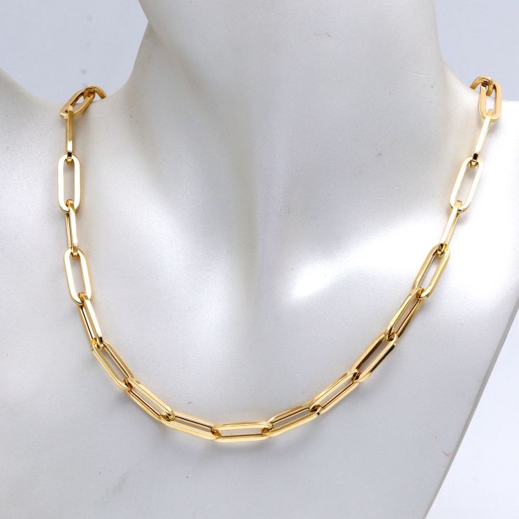 Real Gold Thick Paper Clip 7 MM Chain Luxury Necklace (40 C.M) N1358