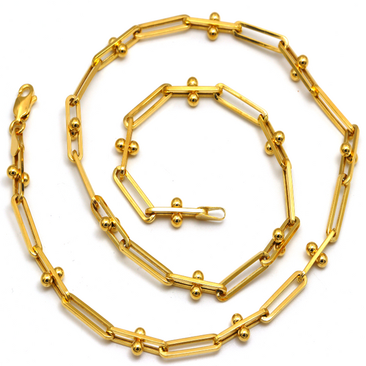 Real Gold GZTF Beads Paper Clip Chain Necklace 8581 (40 C.M) CH1223