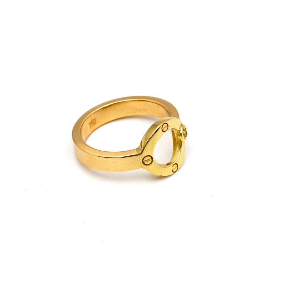 Real Gold CR Round Ring (SIZE 8) R1588 - 18K Gold Jewelry