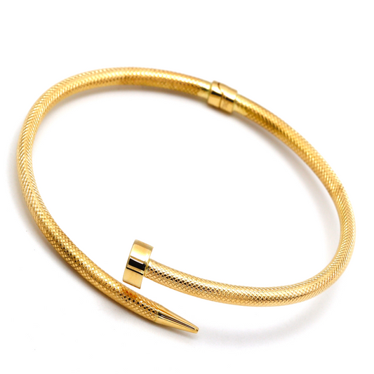 Real Gold GZCR Nail Spiral Textured Bangle 3302 (Size 15 - 16) BA1460