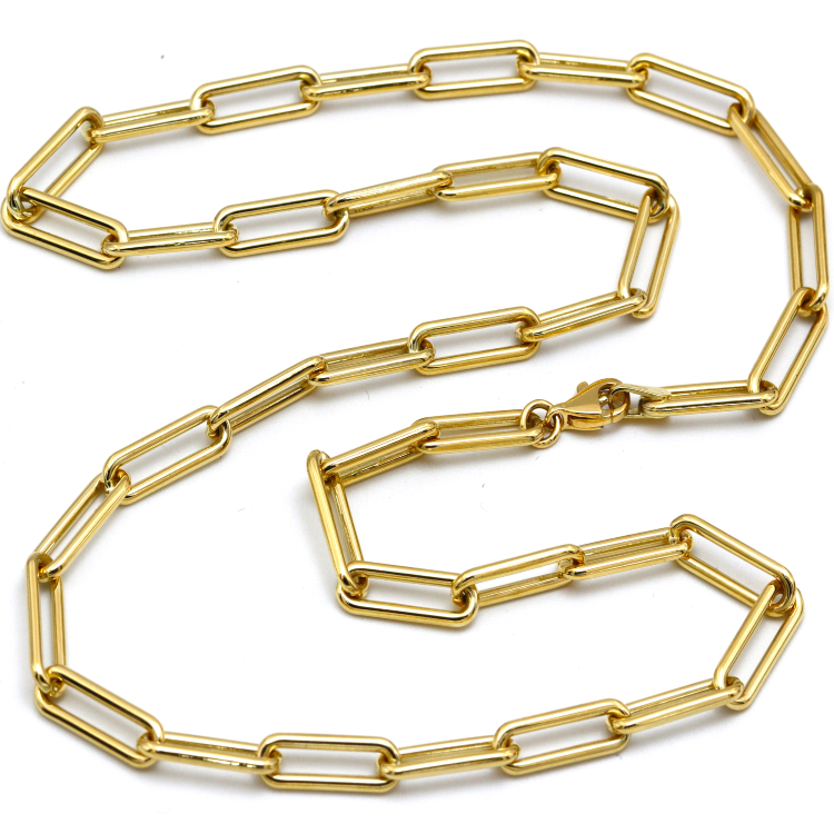 Real Gold Solid Paper Clip Round Link 4 MM Thick Chain Necklace 4831 (45 C.M) N1390