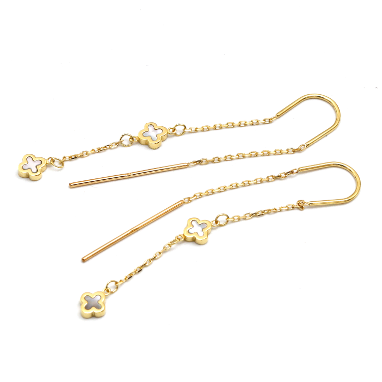 Real Gold GZVC 2 Clover Hanging Earring Set 1674 E1841