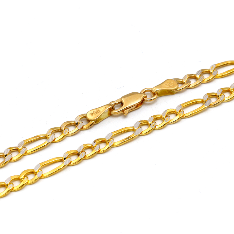 Real Gold GZCR Two Tone Figaro Solid Link Chain Necklace Unisex 7586 (40 C.M) CH1243