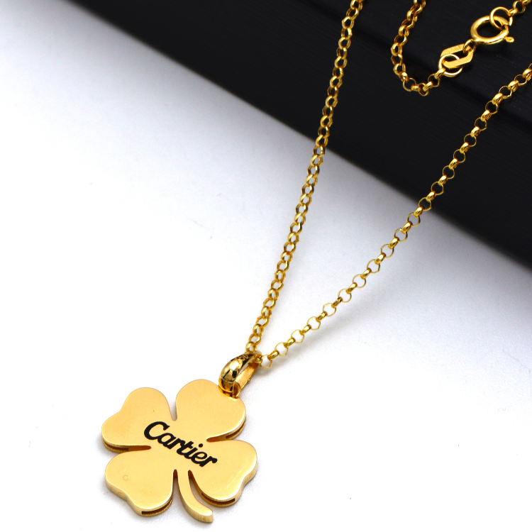 Real Gold GZCR Flower Plain Luxury Pendant 0851/2 With Holo Rolo Chain 5724 CWP 1915