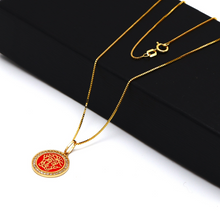 Real Gold GZMH Red Round Luxury Pendant with Box Chain VP 0150 CWP 1870