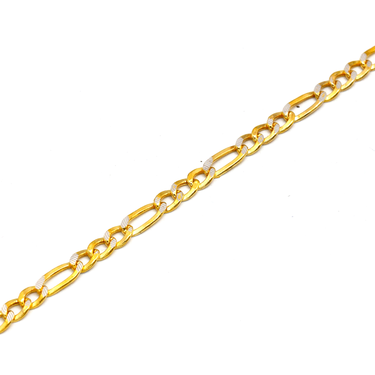 Real Gold GZCR Two Tone Figaro Solid Link Chain Necklace Unisex 7586 (45 C.M) CH1242