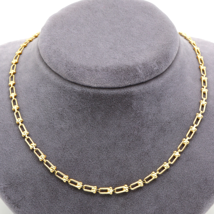 Real Gold GZTF Hardware Solid Chain Necklace 4566 (40 C.M) CH1218