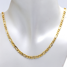 Real Gold GZCR Two Tone Figaro Solid Link Chain Necklace Unisex 7586 (60 C.M) CH1246