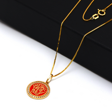 Real Gold GZMH Red Round Luxury Pendant with Box Chain VP 0150 CWP 1870