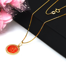 Real Gold GZMH Red Round Luxury Pendant with Box Chain VP 0150 CWP 1870