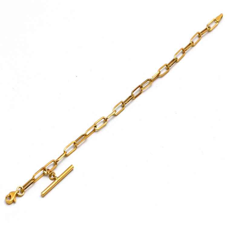 Real Gold Paper Clip With Rod Bar Bracelet 1862 (19 C.M) BR1618